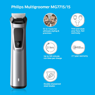 Picture of PHILIPS MG7715/15 Multi-Grooming Kit For Men Runtime: 120 min Trimmer for Men (Silver, Black)