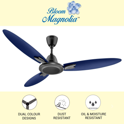 Picture of Usha Bloom Magnolia 1250mm wattage 78 Goodbye Dust Ceiling Fan with Anti Dust Feature(Sparkle Grey and Blue)