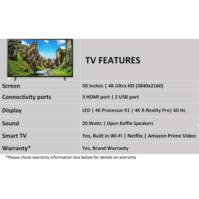 Picture of Sony Bravia 126 cm (50 inches) 4K Ultra HD Smart Android LED TV 50X75 (Black) (2021 Model)